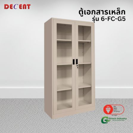 ตู้เอกสารเหล็กบานเปิด-กระจก DECENT รุ่น FC-G5 สีครีม 91.7ซม_3